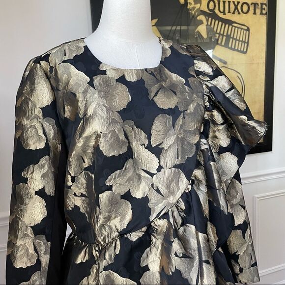 Ashro Larhonda Wardrober 3 Pc Peplum Jacket Skirt Pants Gold Black 12 - Picture 8 of 15